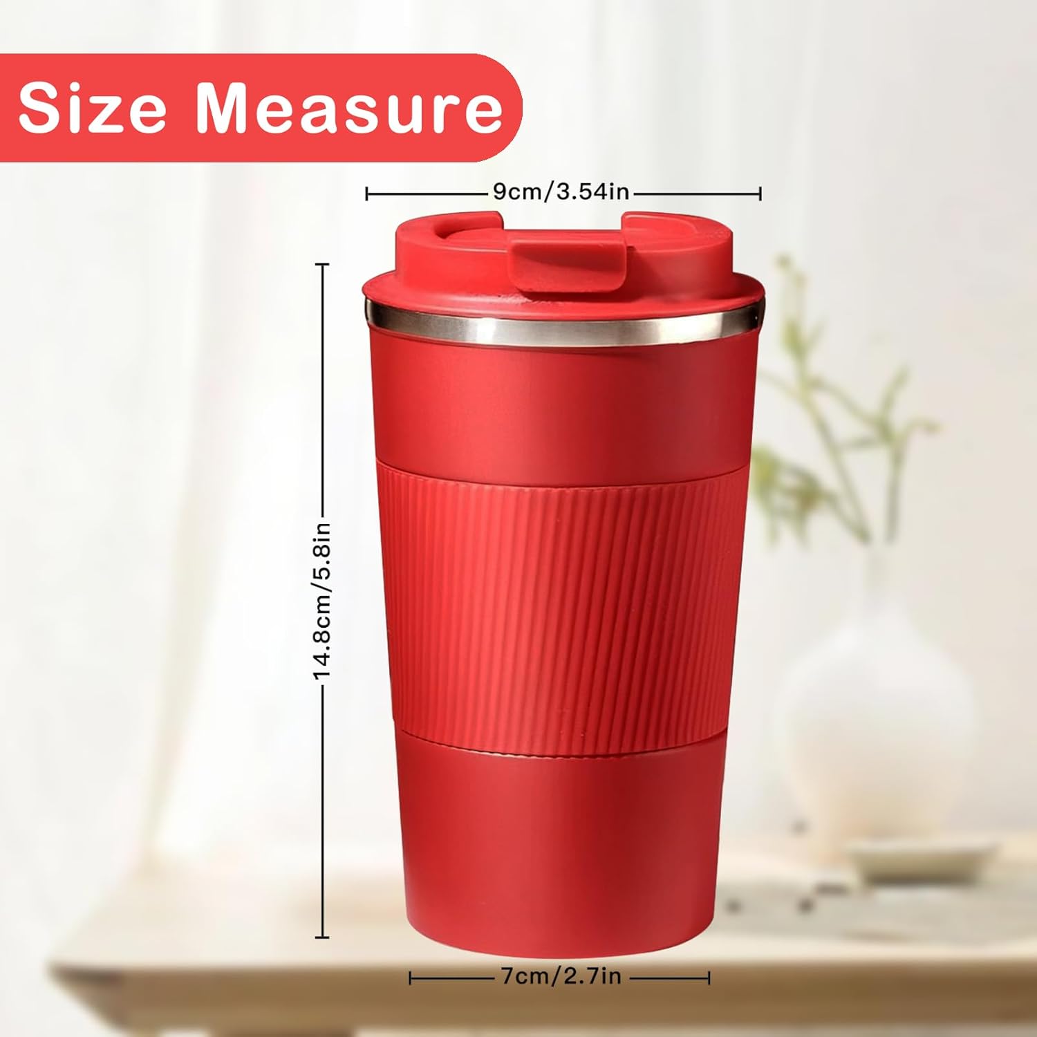 Senshuomy Travel Mug, Insulated Coffee Cup with Leakproof Lid, Reusable Coffee Cups Travel Cup, Stainless Steel thermaol Mug for Hot Cold Drinks (Green 380ml)