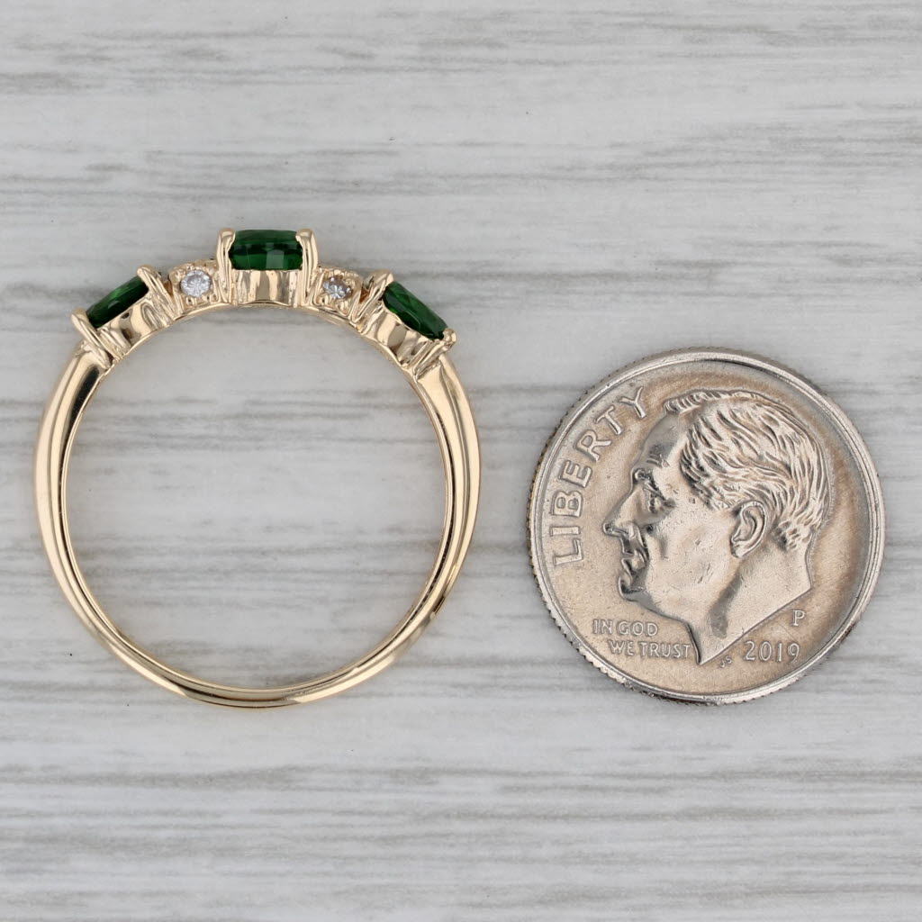 0.88ctw Green Chrome Diopside Diamond Ring 14k Yellow Gold Stackable Size 8.75
