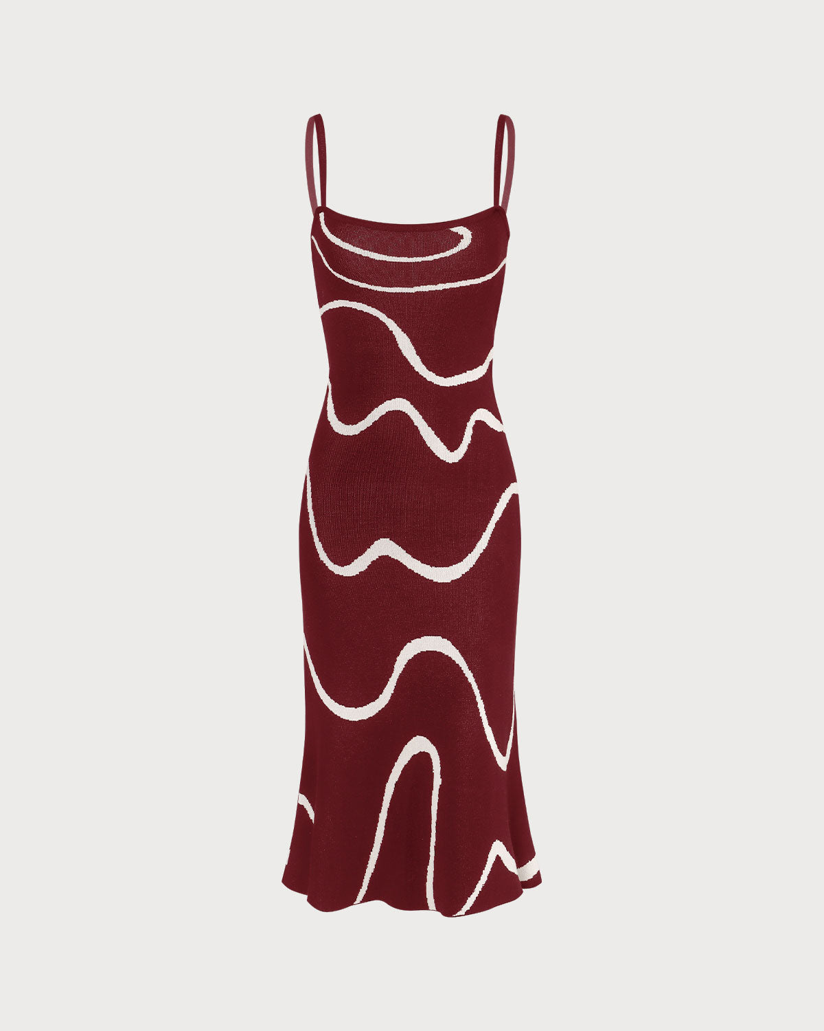 The Wine Red Wave Mermaid Knit Midi Dress