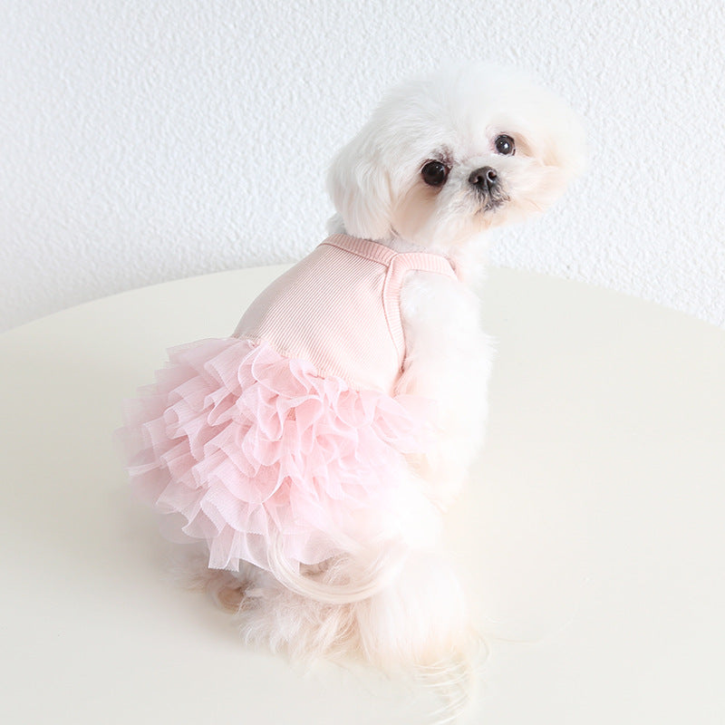 Solid Color Layered Dog Cat Lace Tutu Dress