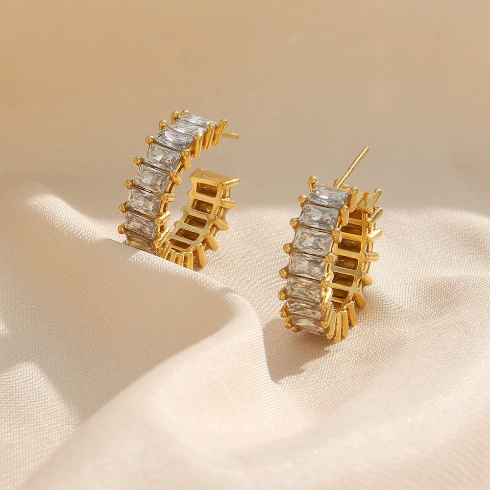 Fashion Circle Geometric Stainless Steel 18K Gold Plated Earrings