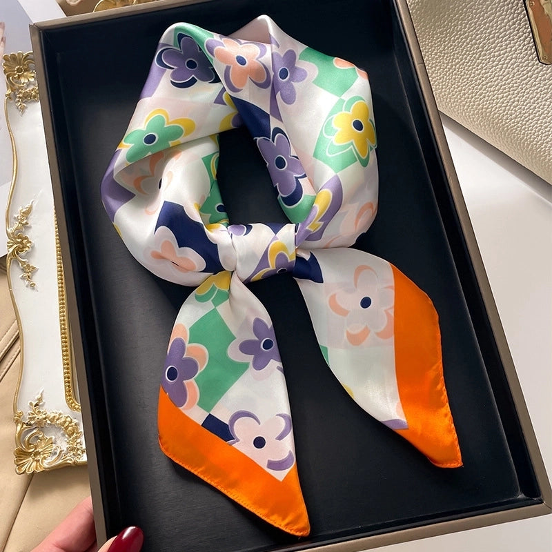 Women's Elegant Minimalist Color Block Polyester Printing Silk Scarf