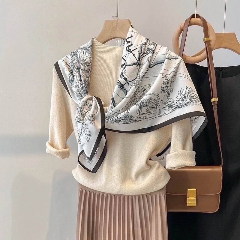 Women's Sweet Minimalist Flower Polyester Silk Scarf