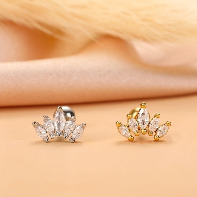 Fashion Star Moon Stainless Steel Plating Zircon Ear Studs 1 Piece