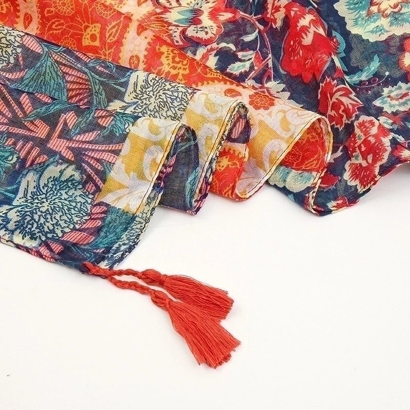 Women'S Bohemian Geometric Cotton And Linen Scarf