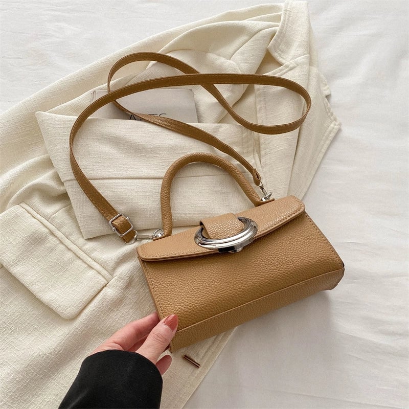 Women's Small Pu Leather Solid Color Streetwear Square Magnetic Buckle Shoulder Bag Handbag Crossbody Bag