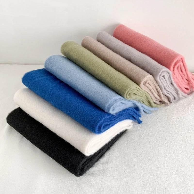 Women's Minimalist Solid Color Imitation Cashmere Tassel Scarf
