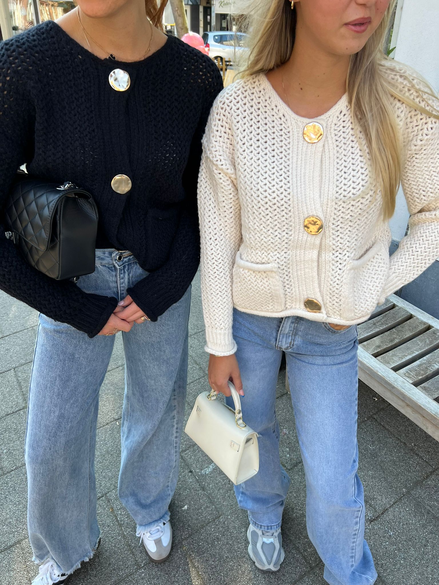 Jade Cardigan Gold Button Black