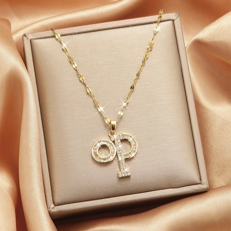 3 Pieces Lady Heart Shape Flower Titanium Steel Plating Inlay Zircon Gold Plated Pendant Necklace