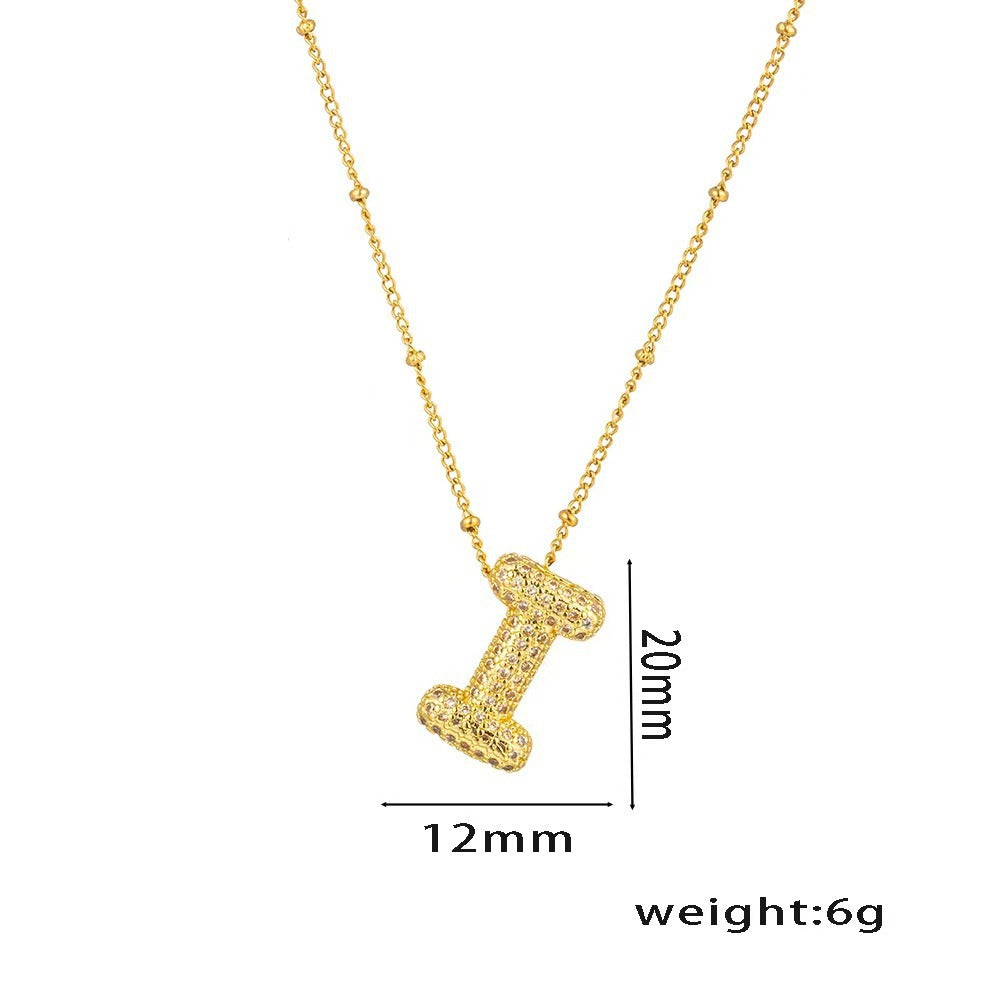 New Micro-Inlaid Zircon 26 Letter Pendant Necklace Copper Plated 18K Gold Fashionable And Classic