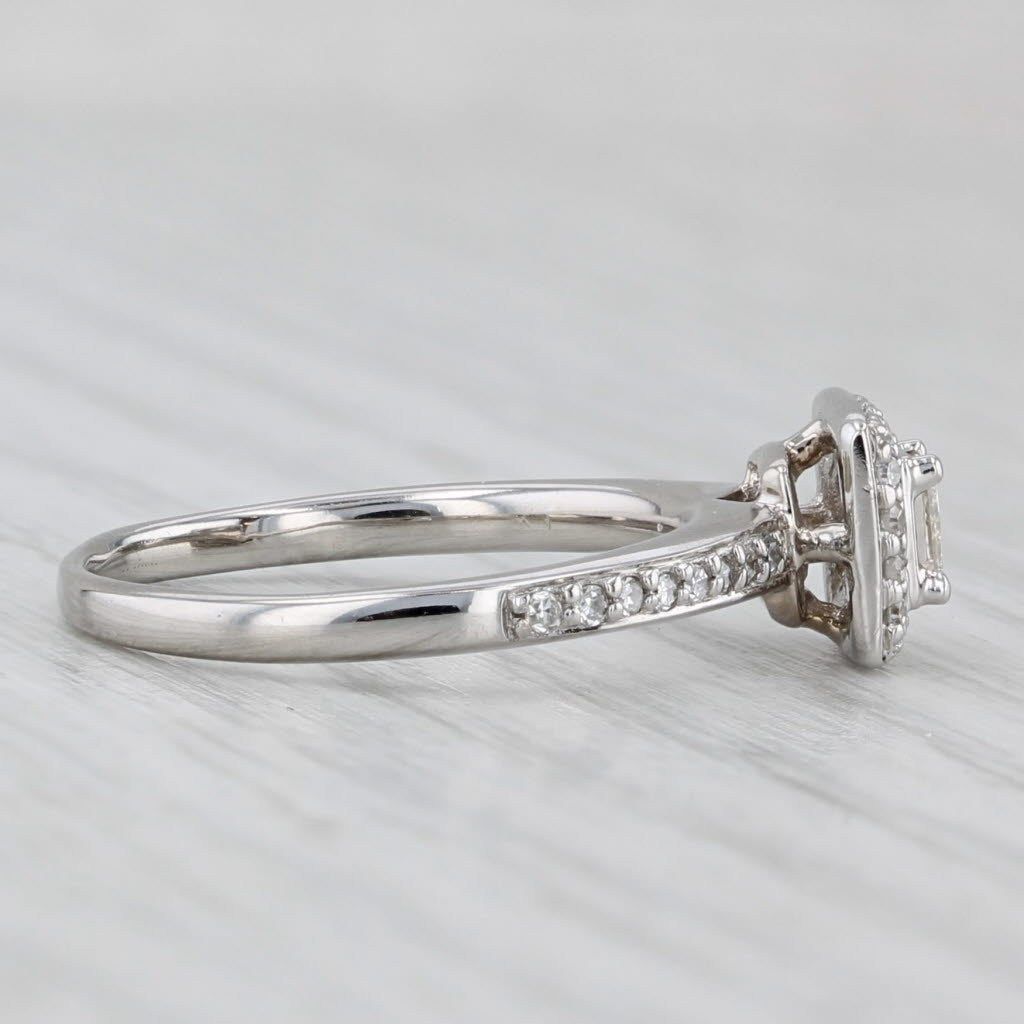 0.35ctw Princess Diamond Halo Engagement Ring 14k White Gold Size 5.5