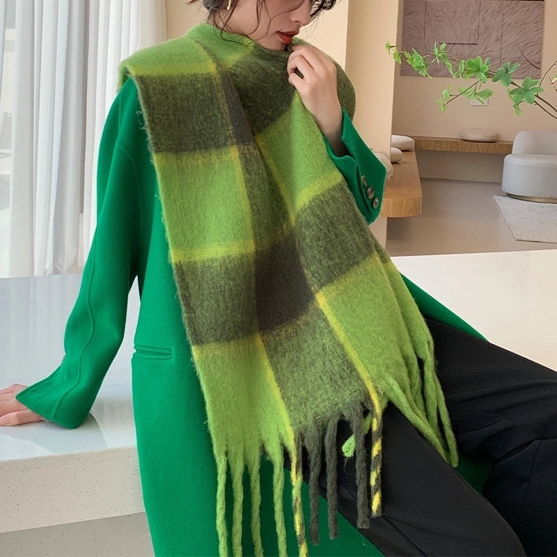 Popular Spring And Winter AC Scarf Warm Thickened Color Plaid Scarf Scarf Shawl Fashionable Western Style Outer Wear