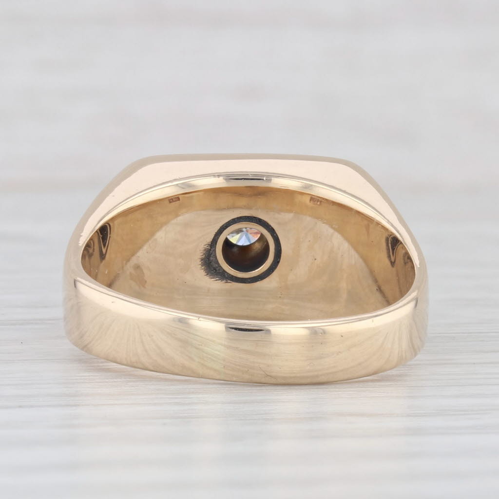 Vintage 0.51ct Diamond Onyx Signet Ring 10k Yellow Gold Size 10.5 Men's