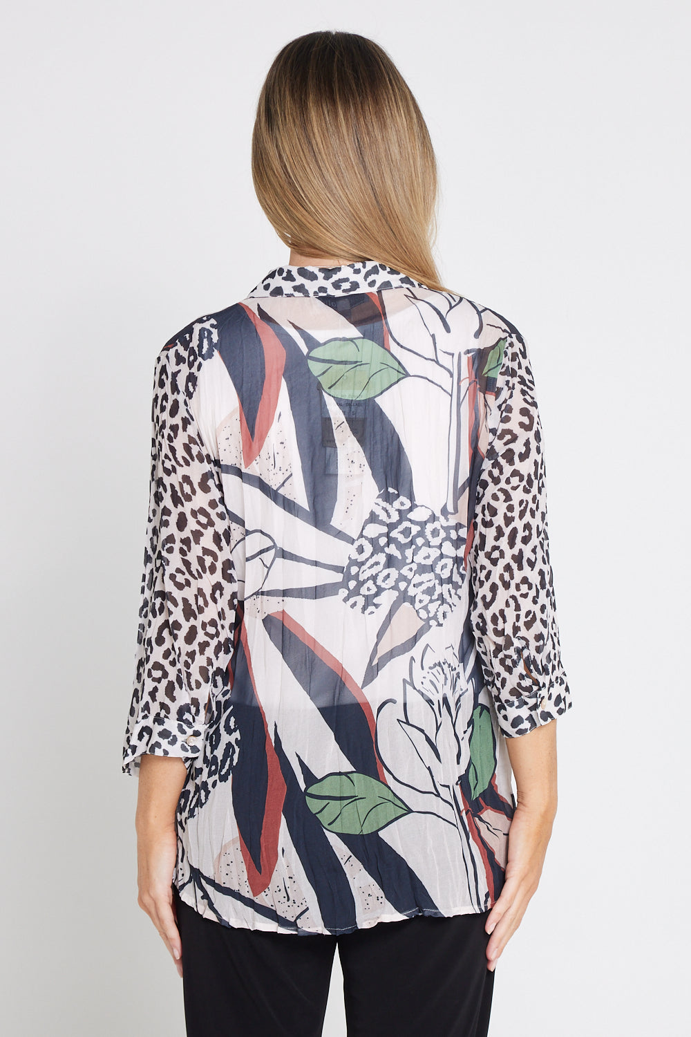 Georgette Digital Print Shirt - Natural Collage