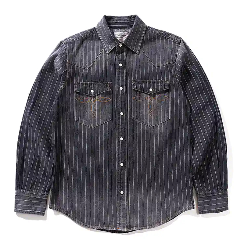Western Stripe Denim Work Shirt