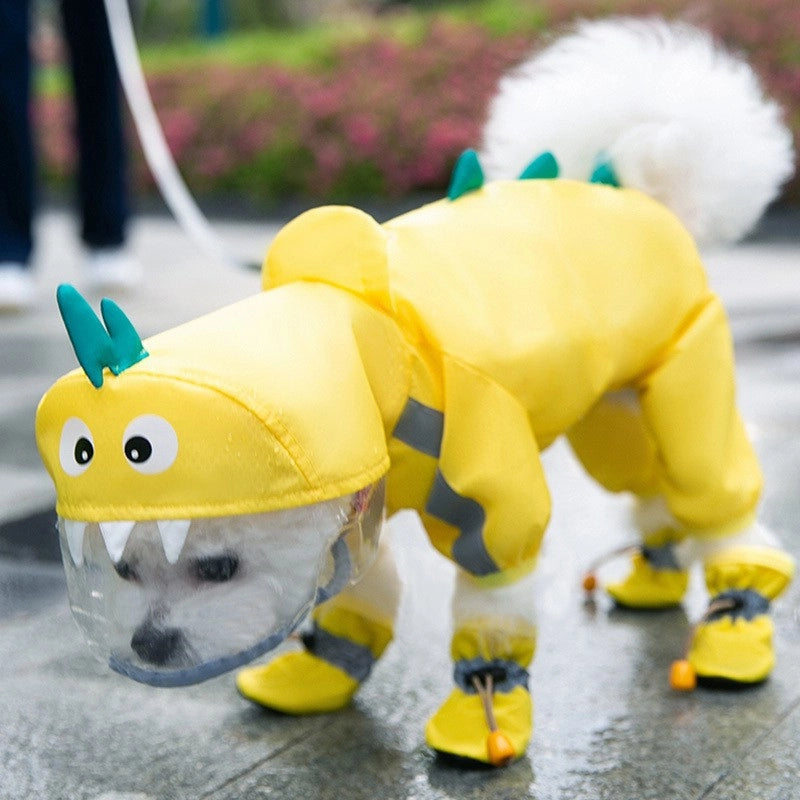 Puppy Raincoat Four-legged Waterproof All-inclusive Teddy Poncho Pet Rainy Day Clothes Small Medium Dog Bixiong Bomei