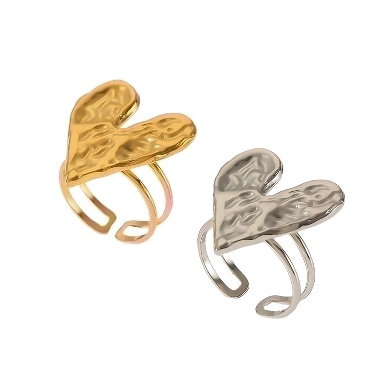 Elegant Minimalist Heart Shape Stainless Steel Plating 18k Gold Plated Rings Necklace