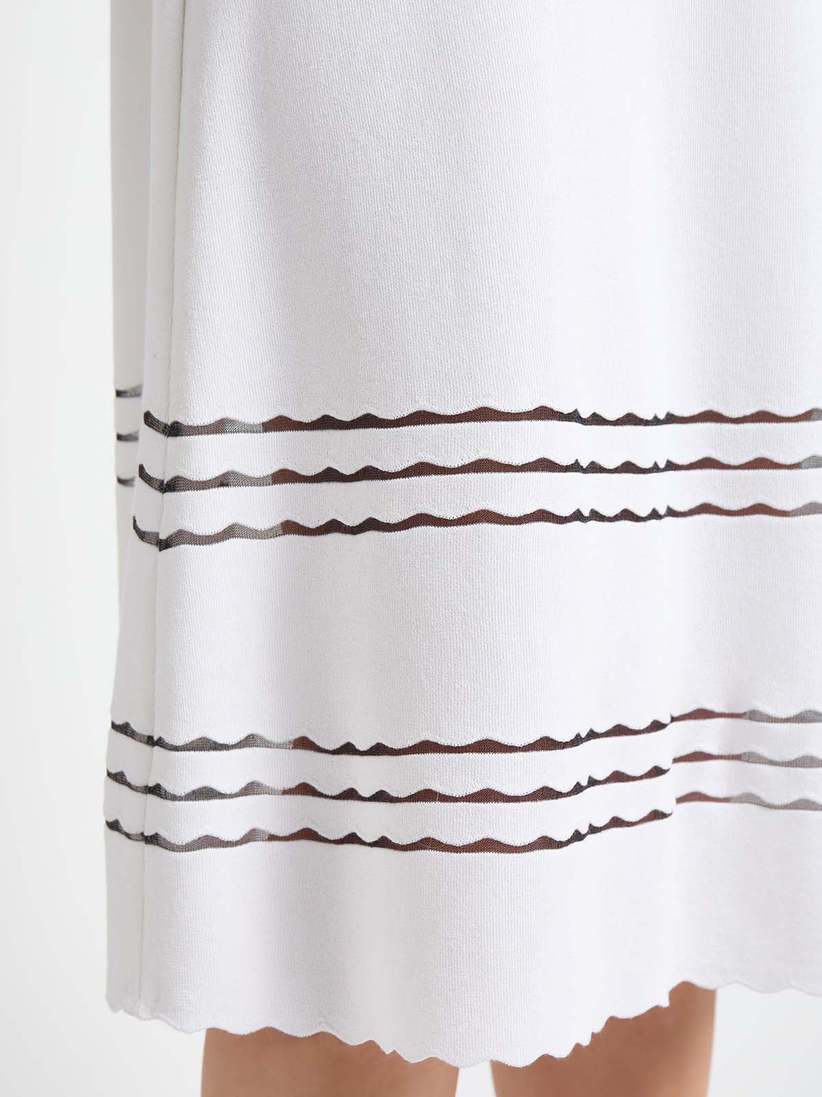 A-Line Scalloped Trim Soft Knit Midi Dress - True Fit