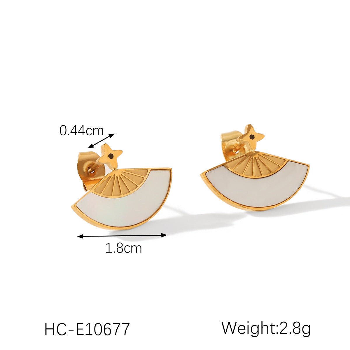 Stainless Steel Fan-Shaped White Shell Pendant Necklace For Women Niche Design Titanium Steel Earrings