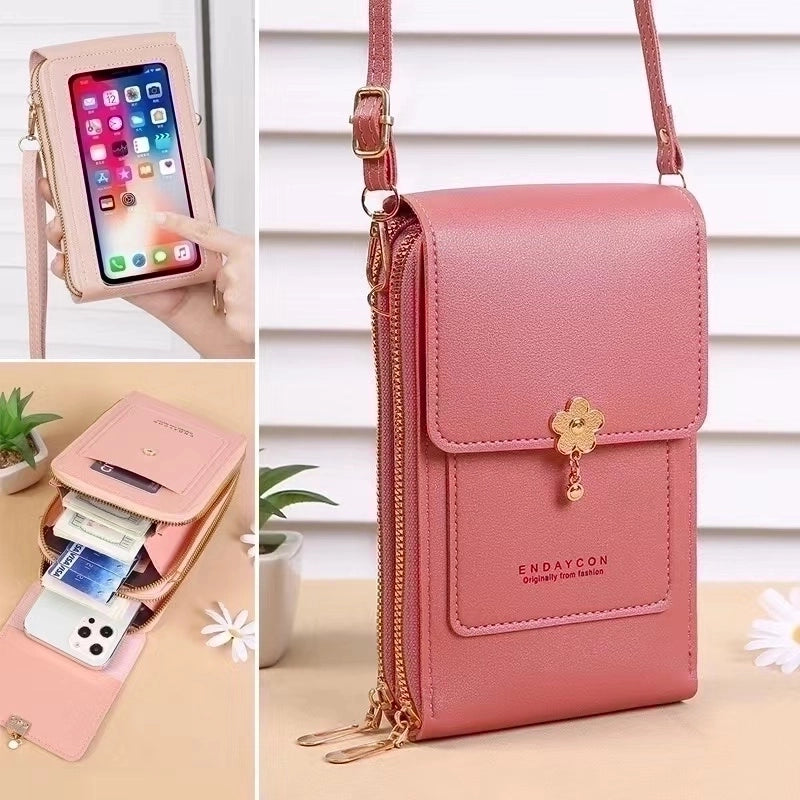 Women's Pu Leather Solid Color Minimalist Square Zipper Phone Wallets