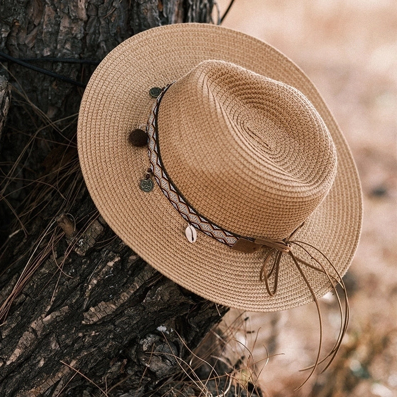 Women's Casual Ethnic Style Solid Color Big Eaves Straw Hat