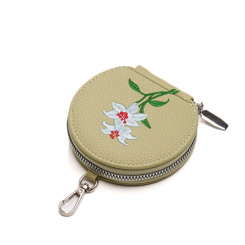Women's Pu Leather Letter Flower Elegant Round Square Zipper Flip Cover Phone Wallets