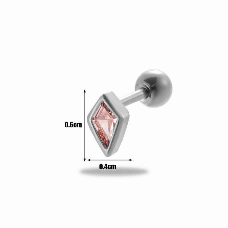 1 Piece Ear Cartilage Rings & Studs Minimalist Classic Style Rhombus 316L Stainless Steel  Copper Plating Inlay Zircon