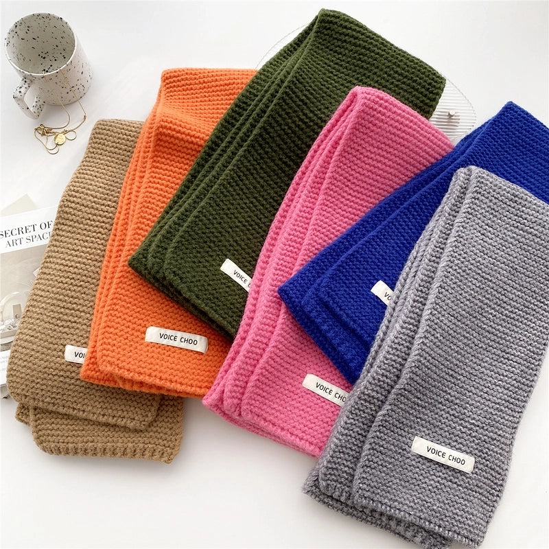 New Solid Color Scarf Women's Winter Warm  Knitted Long Thickened  Student Wool Scarf