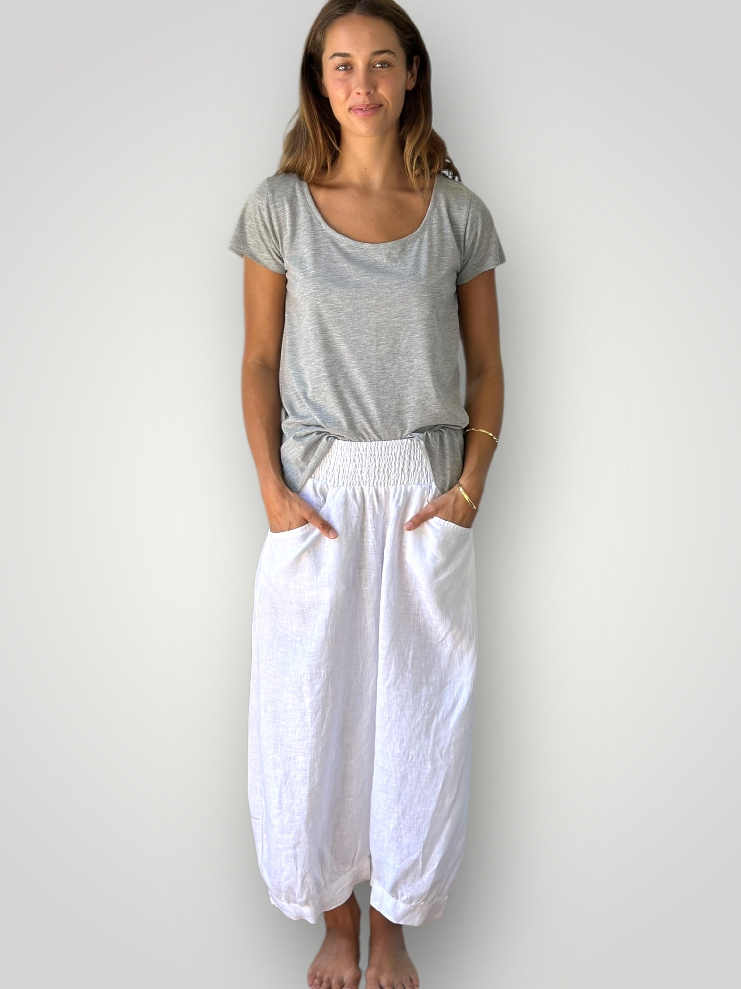 jackie pant-white linen
