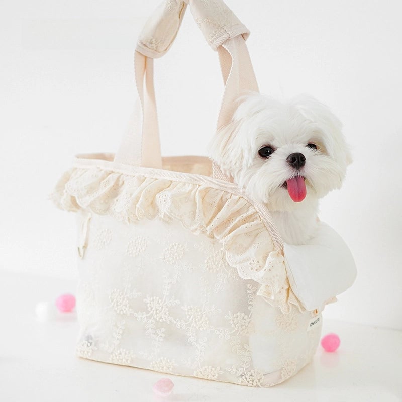 Summer Pet Outgoing Bag Portable Breathable Shoulder Bag Teddy Small Dog Backpack Lace Portable Space Cat Bag