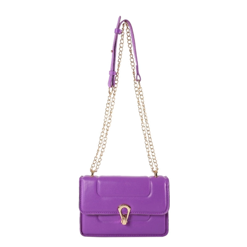 Women's Pu Leather Solid Color Classic Style Flip Cover Shoulder Bag