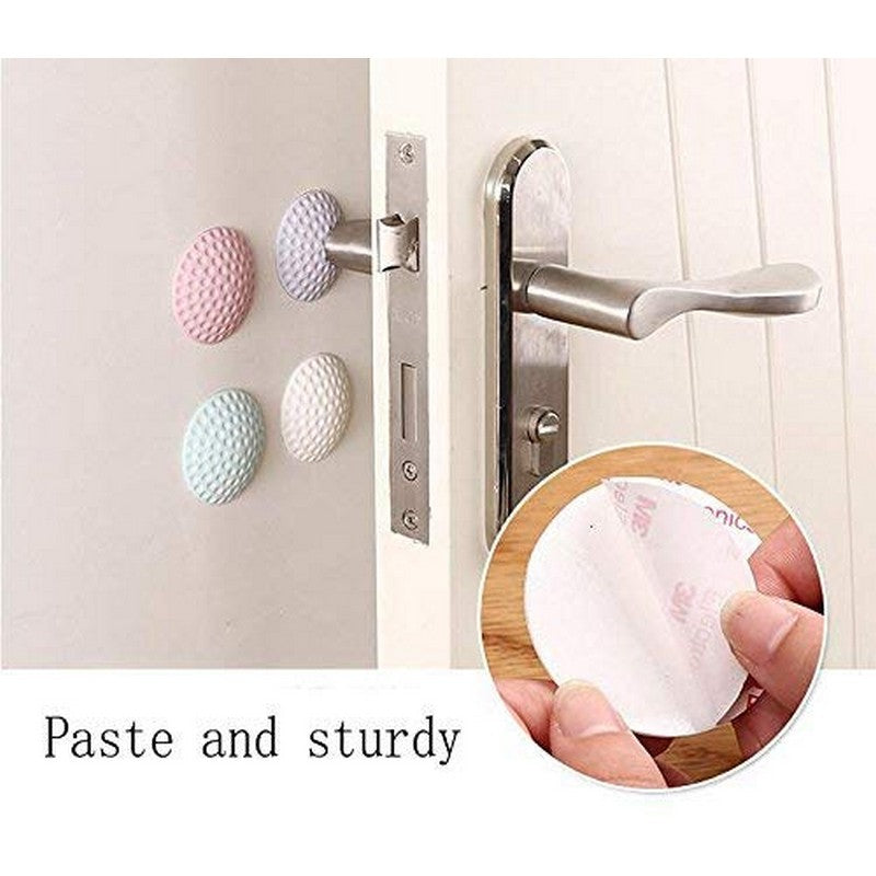 (Pack of 4) Door Handle Bumper Rubber Lock Crash mat Pad Baby safety Protective Anti-collision Edge Corner Wall Protector Guard Door Stopper