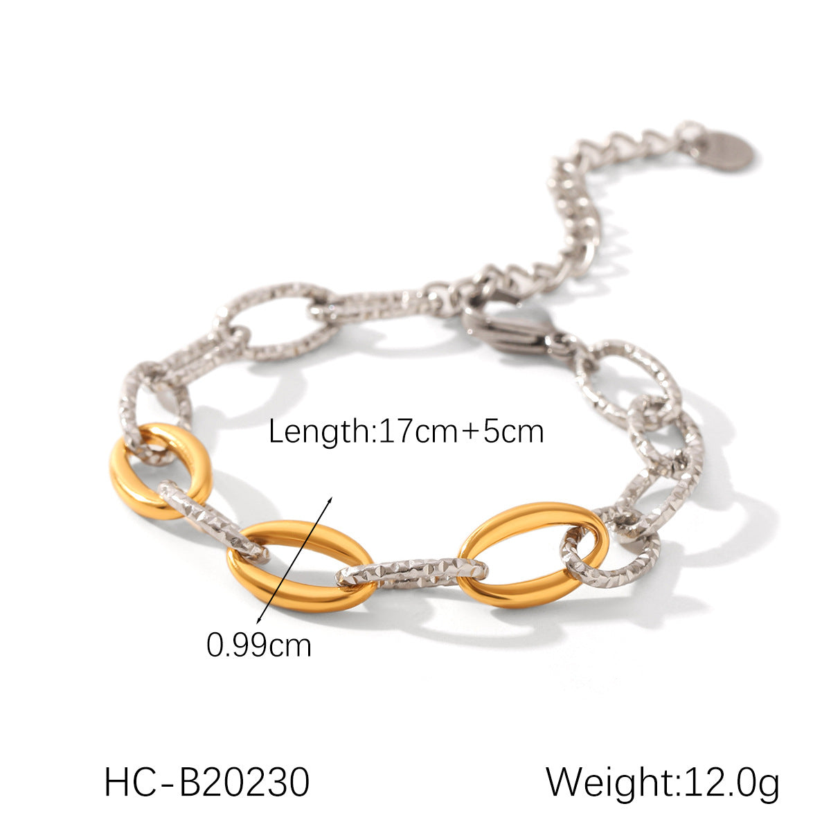 Ins Style Stainless Steel Gold And Silver Color Matching O-Shaped Chain Bracelet Female Niche Design Titanium Steel Hammered Chain Jewelry