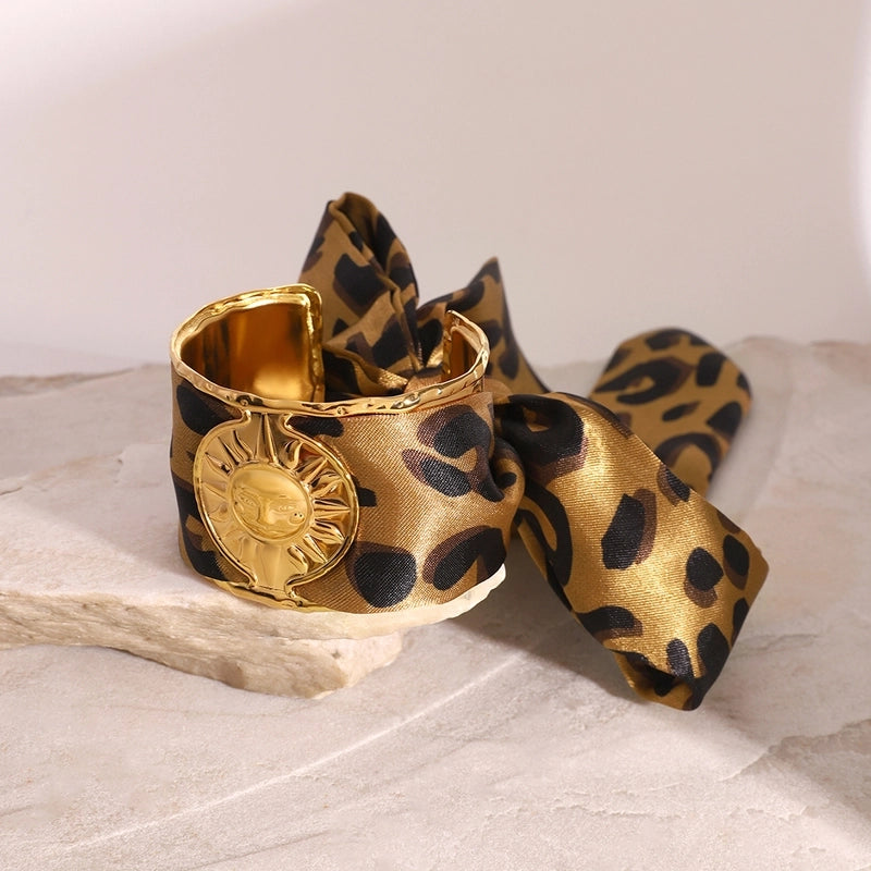 Unisex Minimalist Classic Style Leopard 304 Stainless Steel Silk Scarf