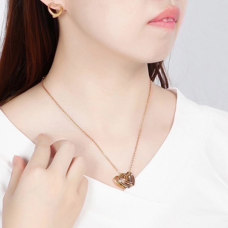 Titanium Steel 18K Gold Plated Fashion Heart