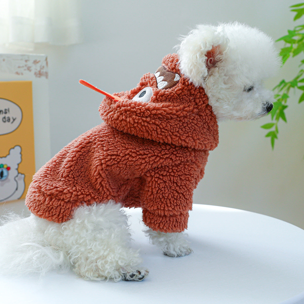 Fleece Funny Pattern Hooded Dog Hoodie