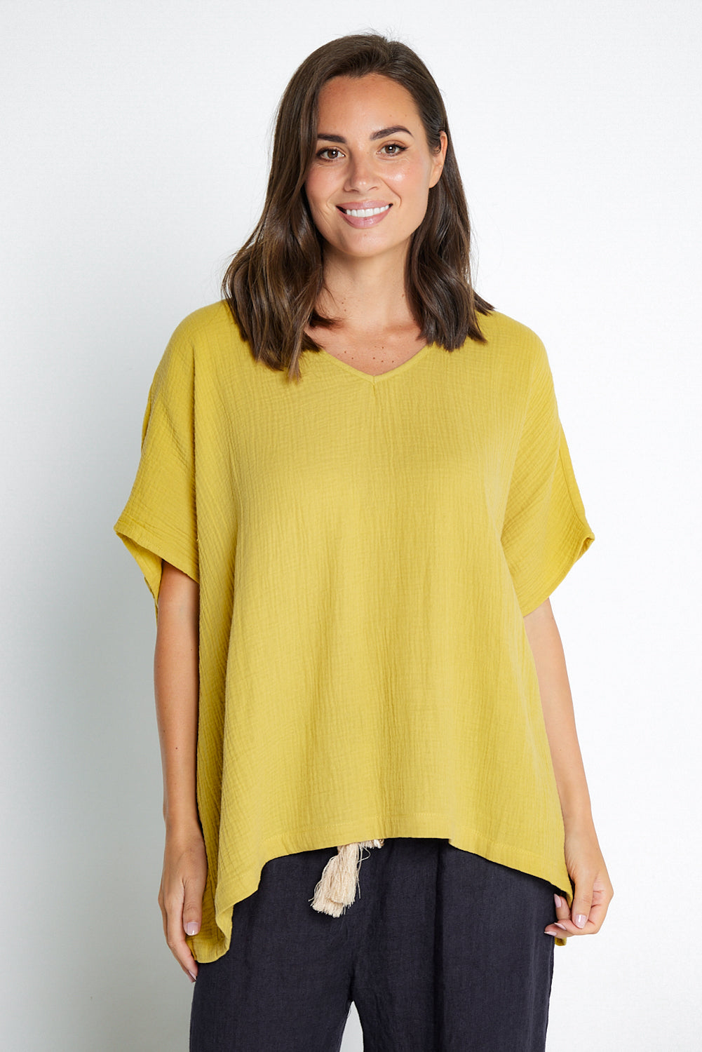 Fiji Cotton Muslin Top - Chartreuse