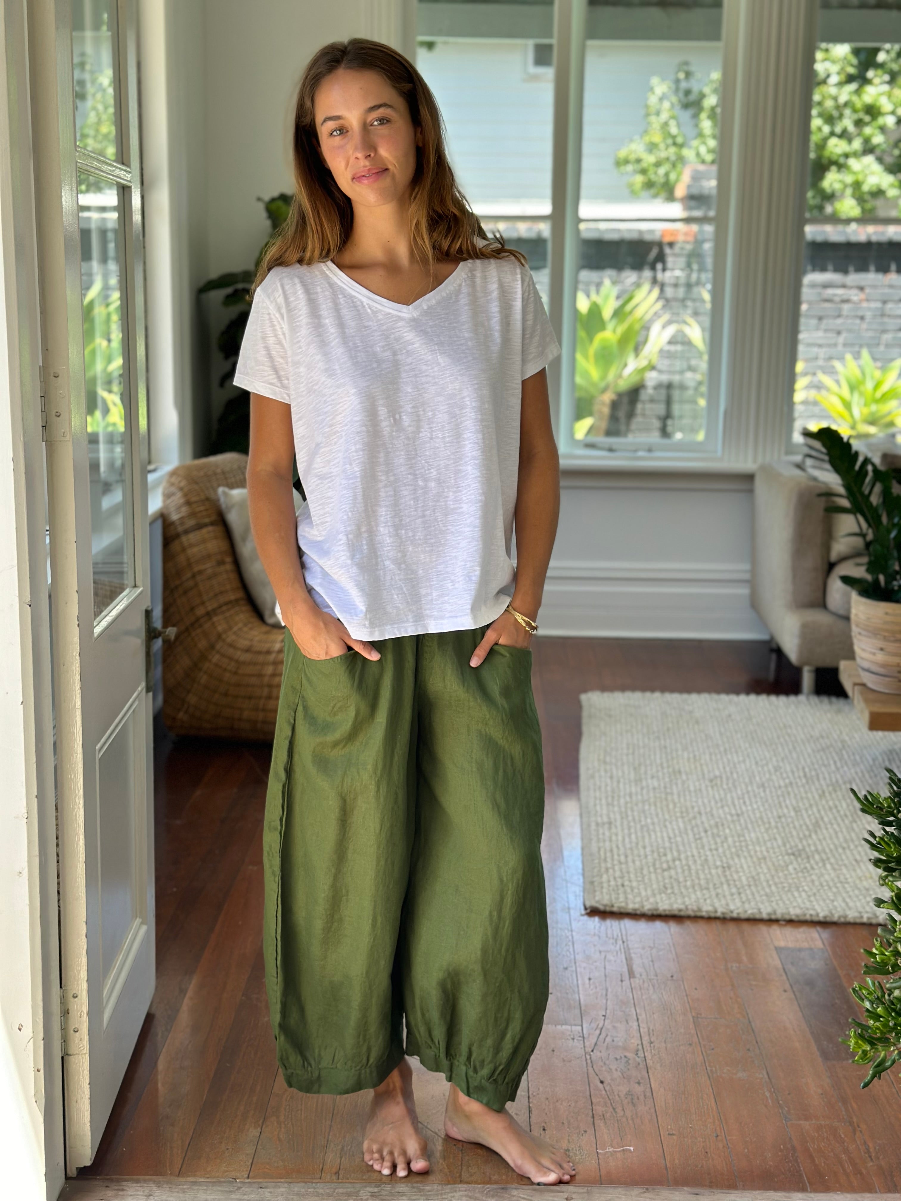 jackie pant - moss linen