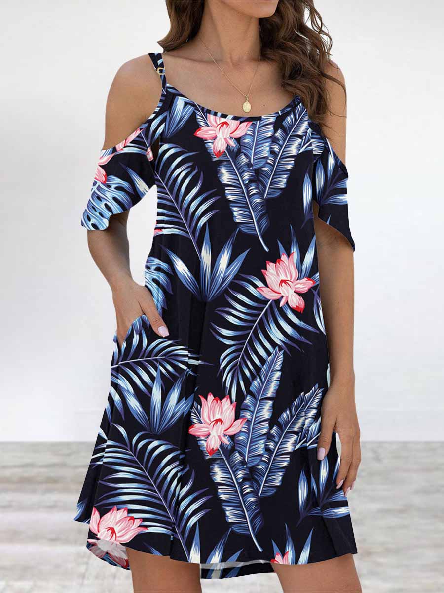 Elegant Print Flounce O Neck Dresses(11 Colors)