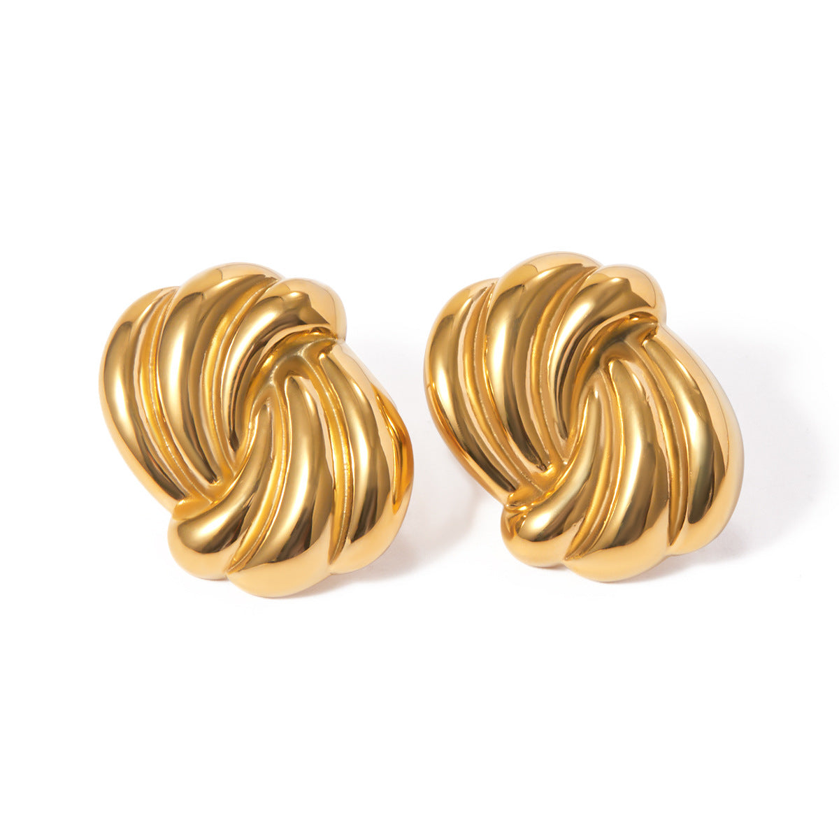 Asymmetrical Stainless Steel 18K Gold Plated Earrings