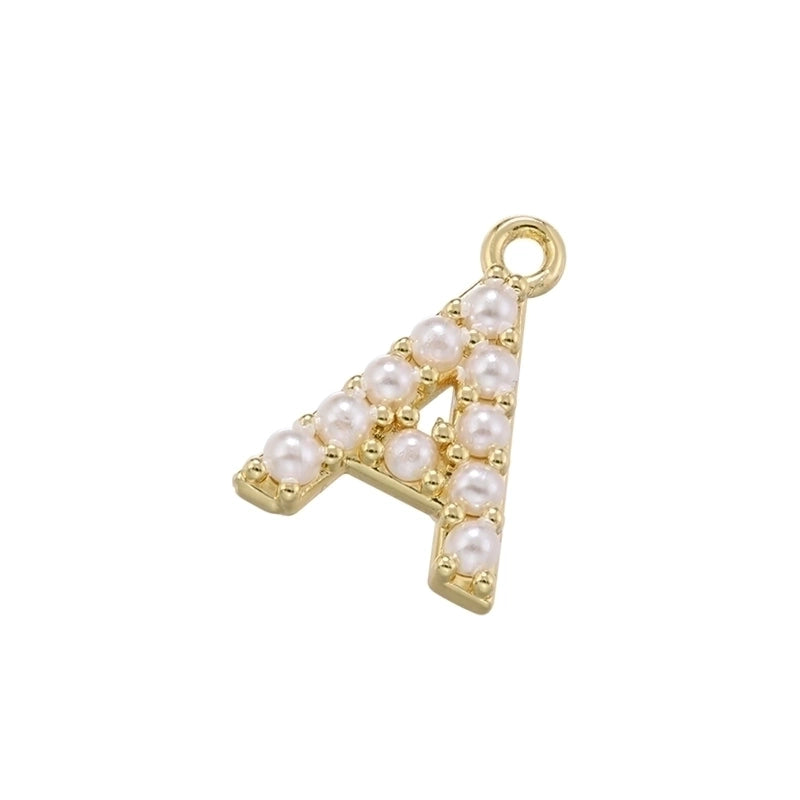 Casual Elegant Minimalist Letter Copper Plating Inlay Artificial Pearls 18k Gold Plated Charms