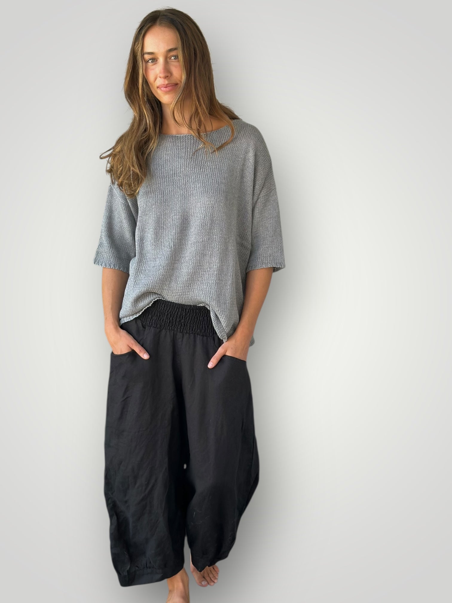 jackie pant - black linen