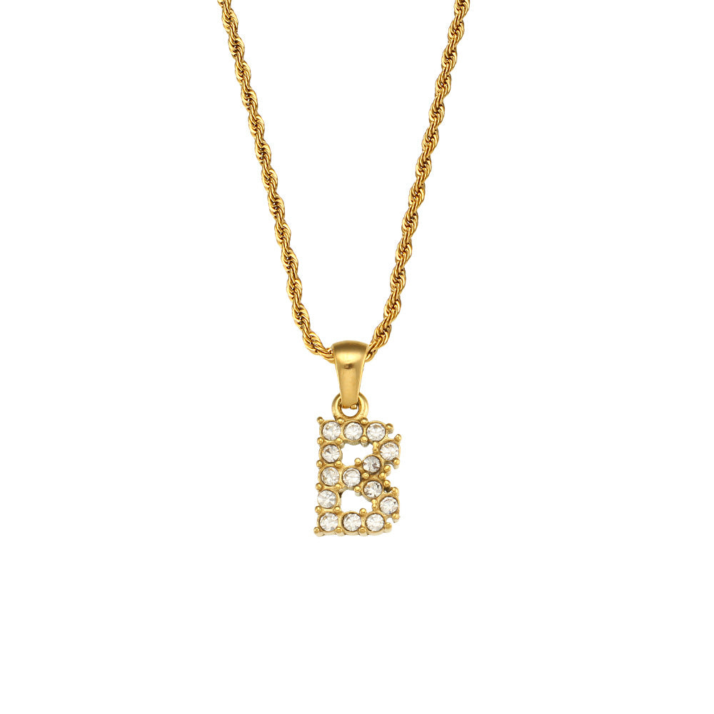 Fashion Round Number Text Letter Stainless Steel 18K Gold Plated Necklaces
