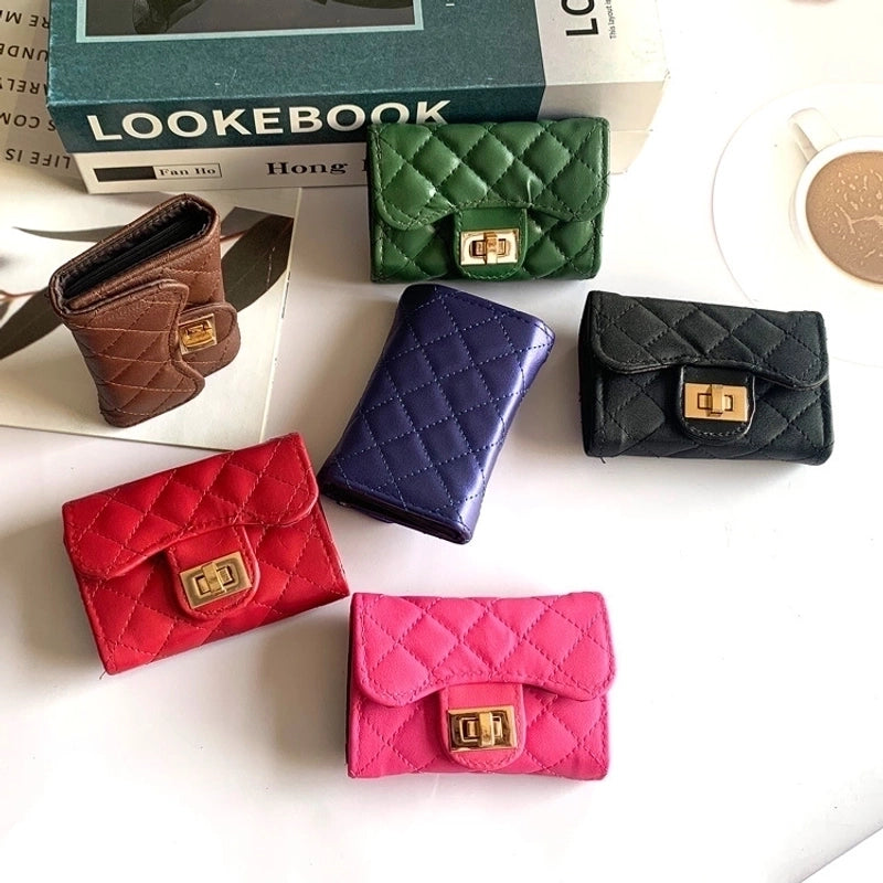 Unisex Solid Color Pu Leather Flip Cover Card Holders