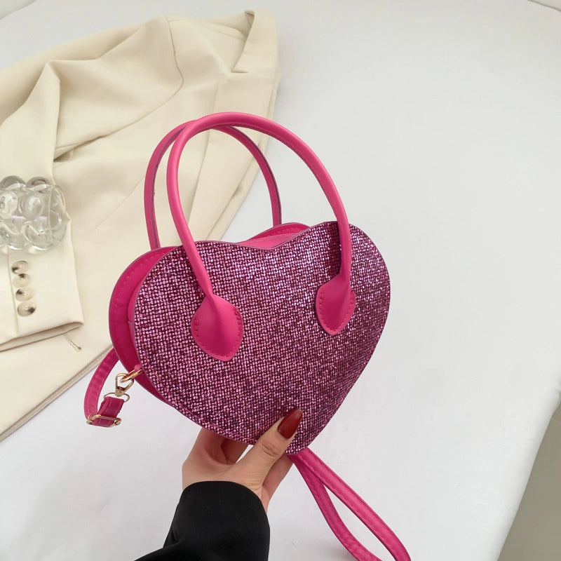 Women's Small Pu Leather Solid Color Streetwear Heart-shaped Zipper Underarm Bag