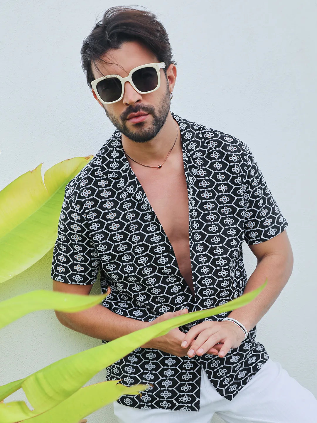 Embroidered Geometric Shirt