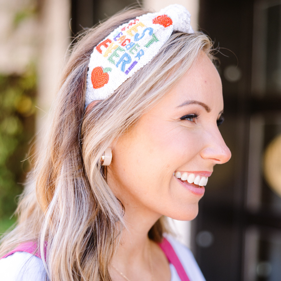 Thank A Teacher Headband. White