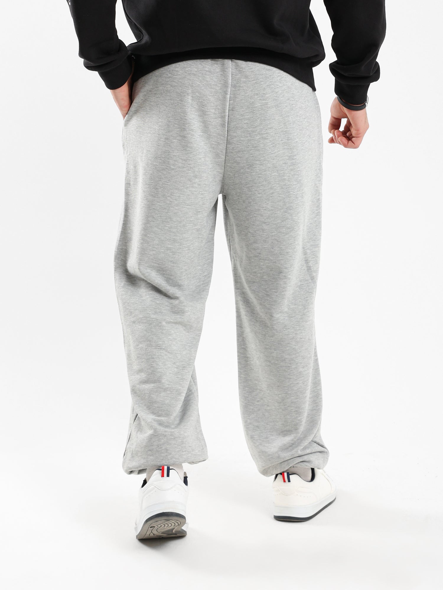 Elastic Waist Sweatpants with Ribbed Hem