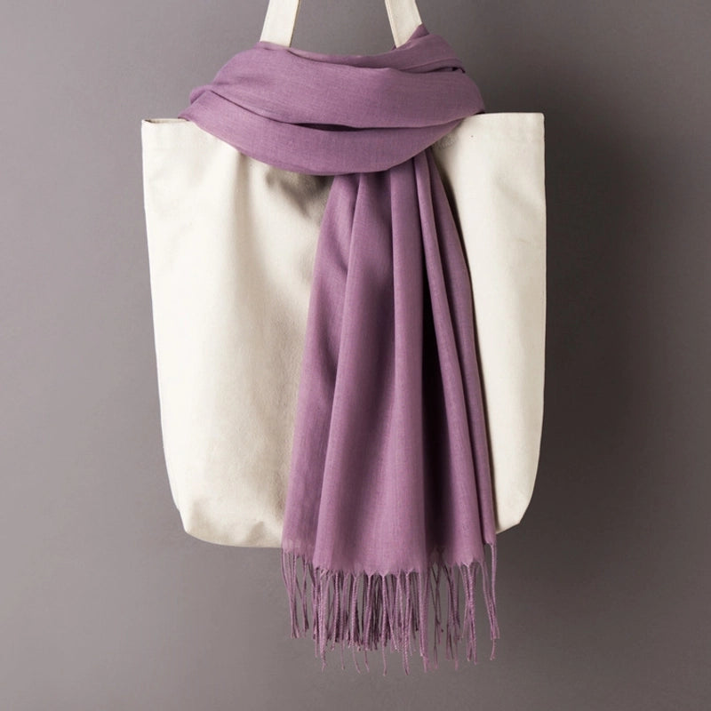 Thin Cashmere Scarf Solid Color Tassel Shawl LOGO Gift Scarf Factory Direct