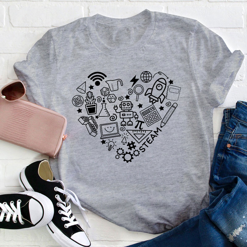 Stem Heart Shape Teacher T-Shirt